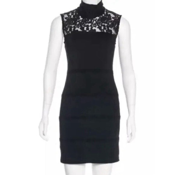 NWT Alice + Olivia By Stacey Bendet Size XS Lace Mock Neck Bodycon Dress Goth - Picture 1 of 14